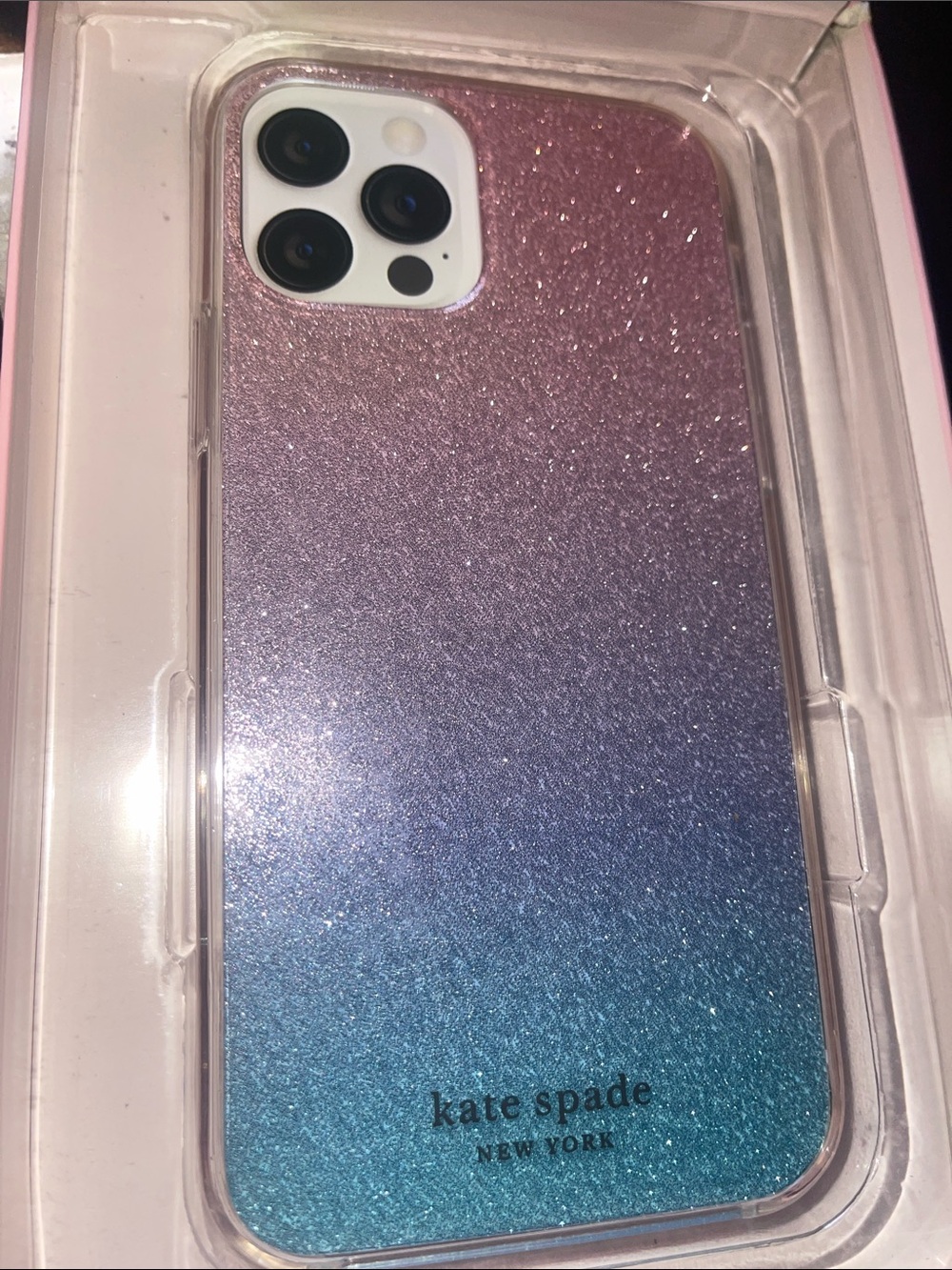 iPhone 12 and 12 Pro Kate Spade ♠️ Ombre Glitter Case Pink to Blue New in Box